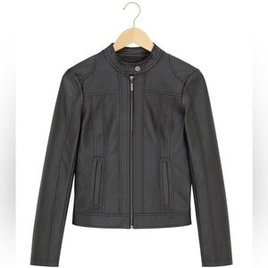 J2 by Jou Jou Women's Size Small Black Faux Leather Cropped Jacket.